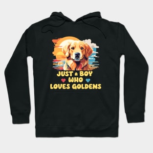 Just A Boy Who Loves Goldens - Golden Retriever Hoodie